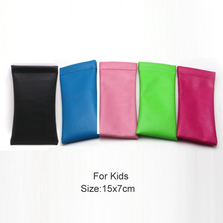 Kids PU Leather Eyewear Case 6 Dark Colors Mixed S-CS-PU-6CK